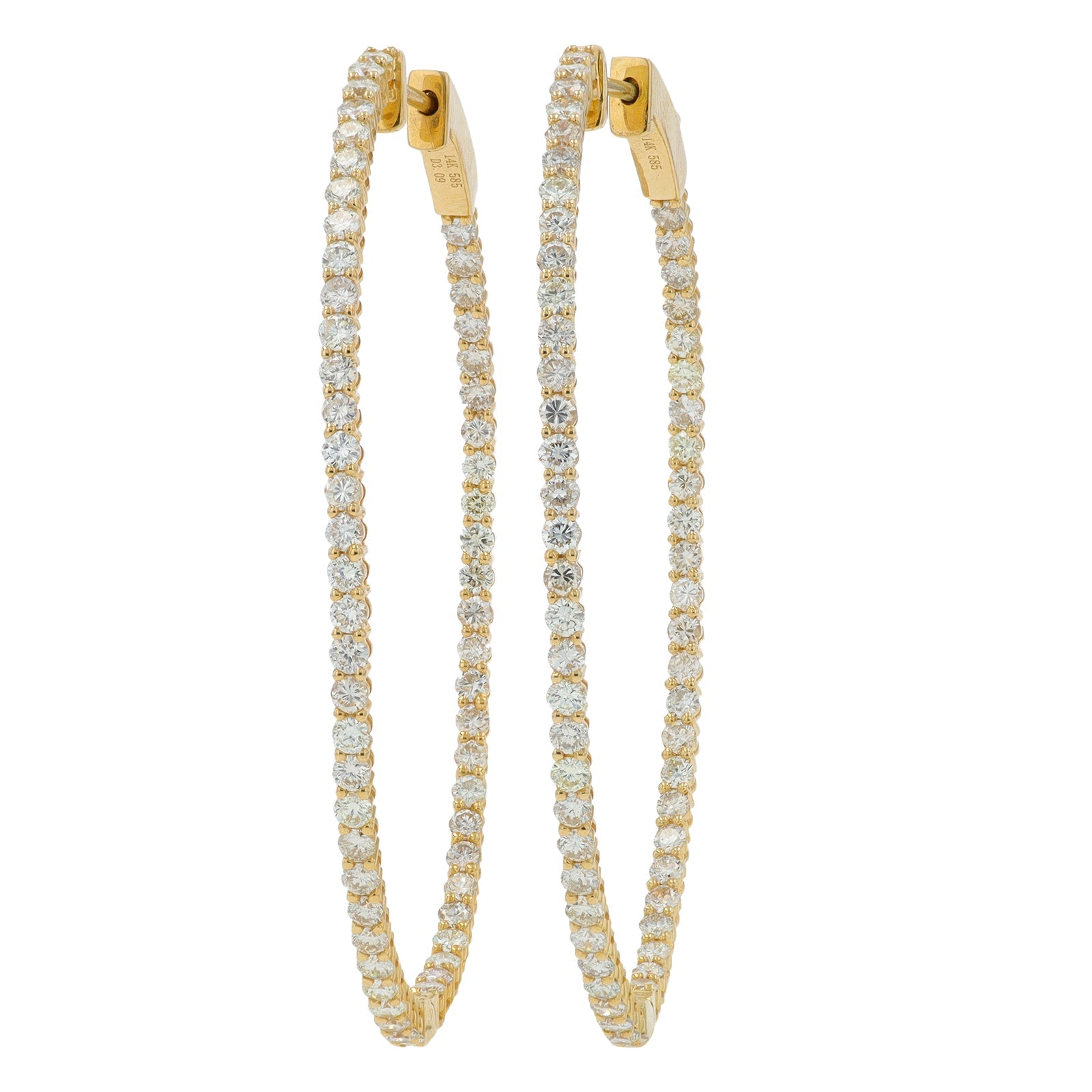 14K 3 CT Diamond Inside-Out Hoops<p><strong>More Colors Available</p></strong>