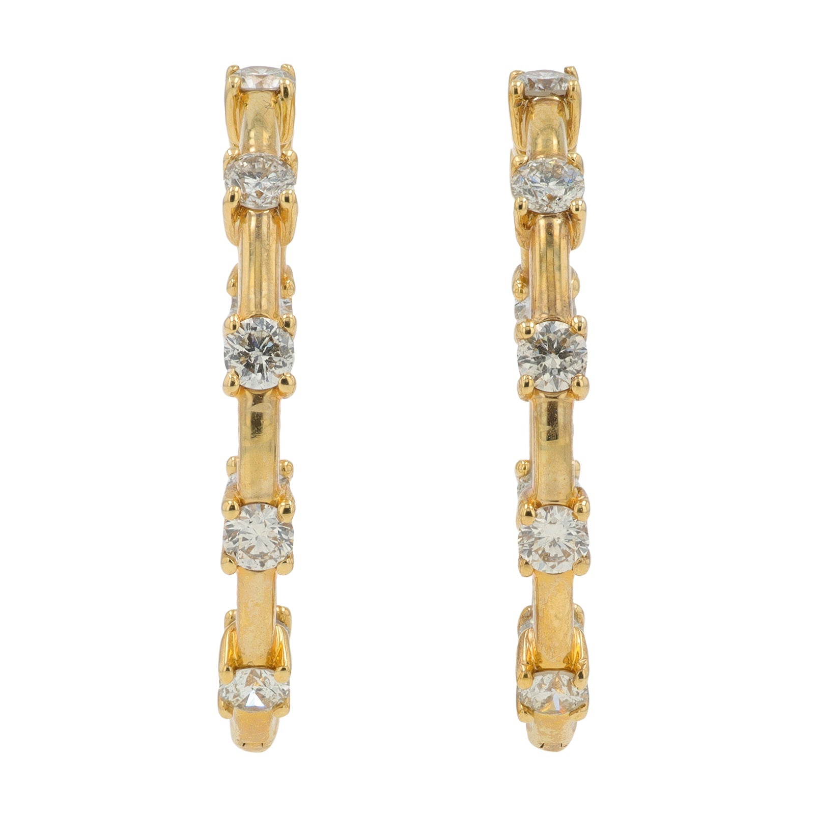 14K YG 1 CT Diamond Inside-Out Hoops