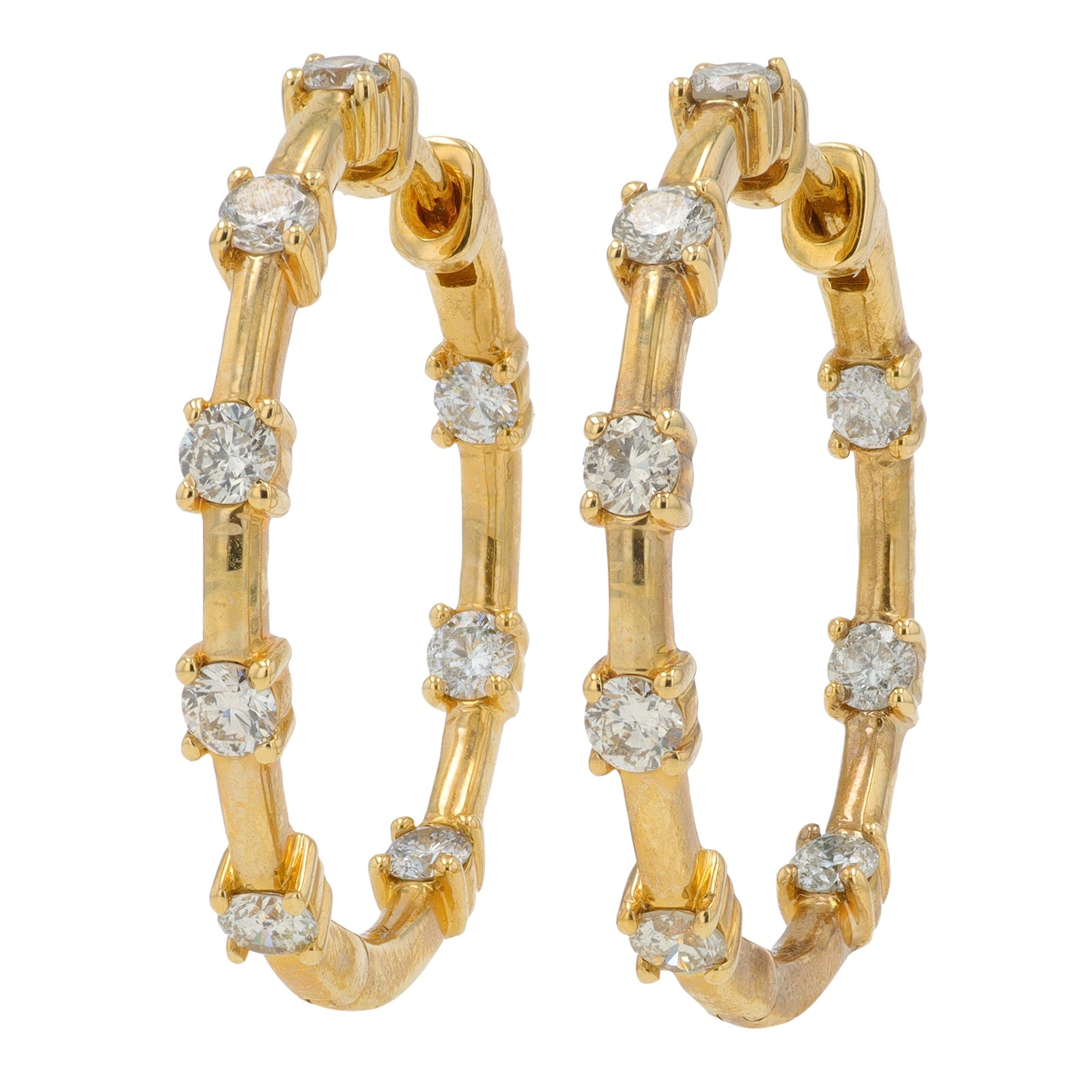 14K YG 1 CT Diamond Inside-Out Hoops