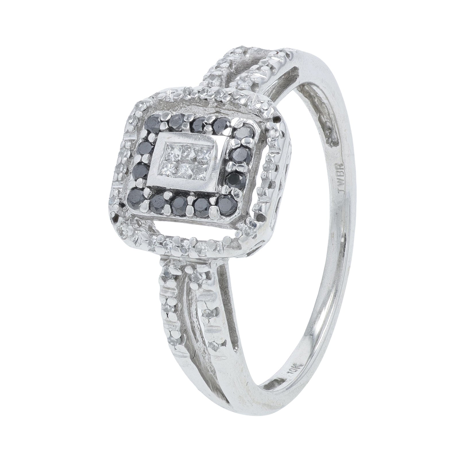 10K WG Black Diamond Halo Ring