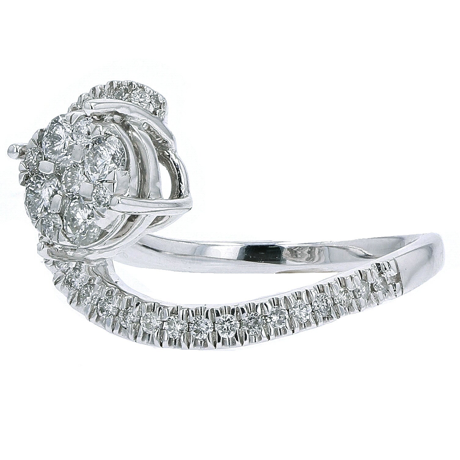 14K WG Asymmetrical Cluster Diamond Ring