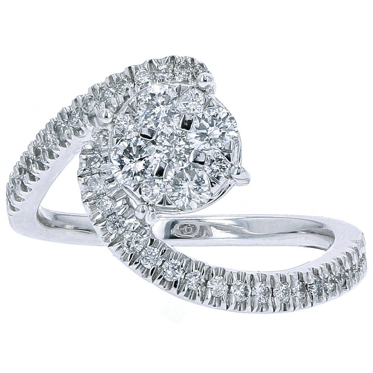 14K WG Asymmetrical Cluster Diamond Ring