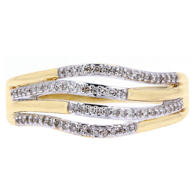 10K YG Split Row Diamond Ring