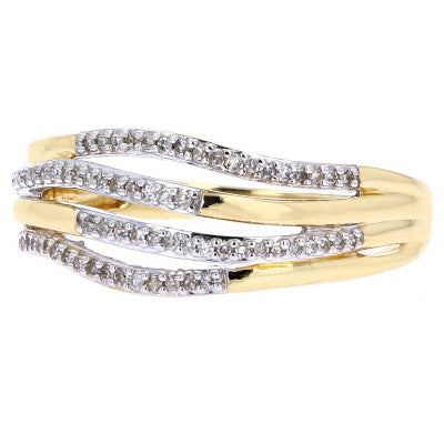 10K YG Split Row Diamond Ring