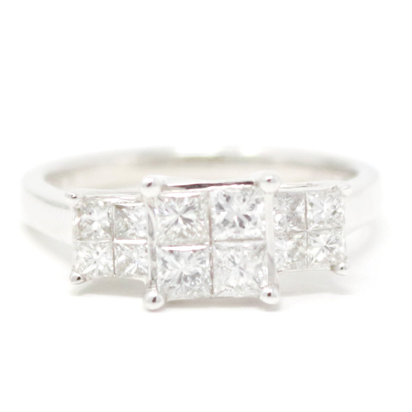 14K WG Three Stone Invisible Set Ring