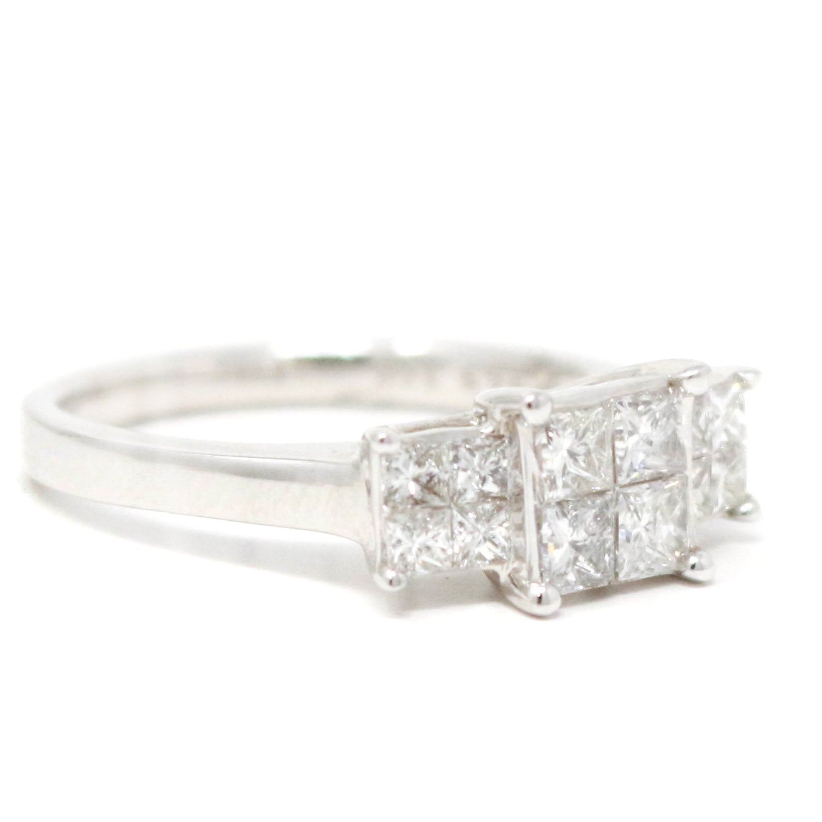 14K WG Three Stone Invisible Set Ring
