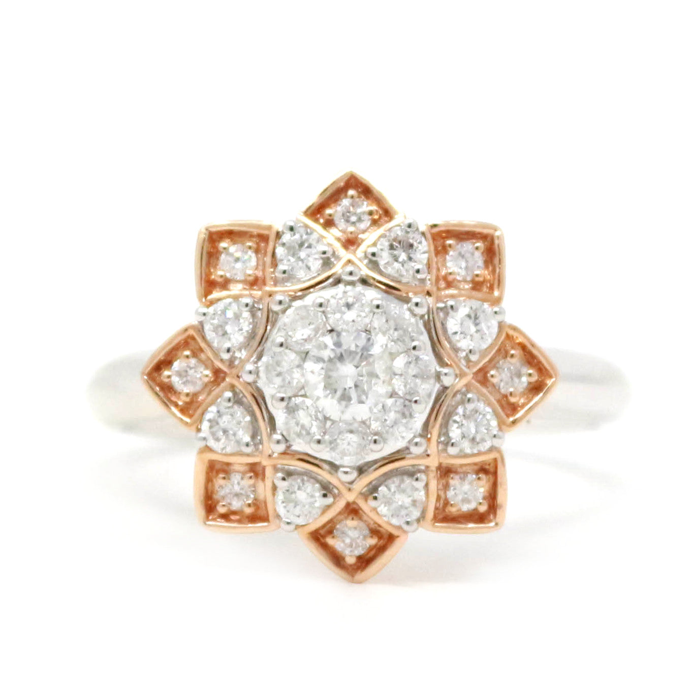14K TT Diamond Burst Ring