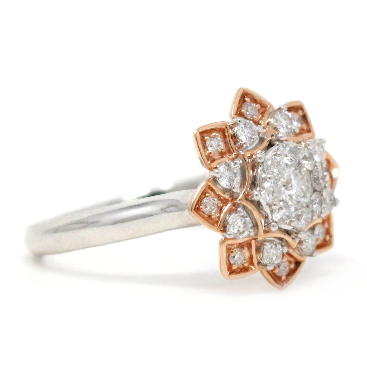 14K TT Diamond Burst Ring