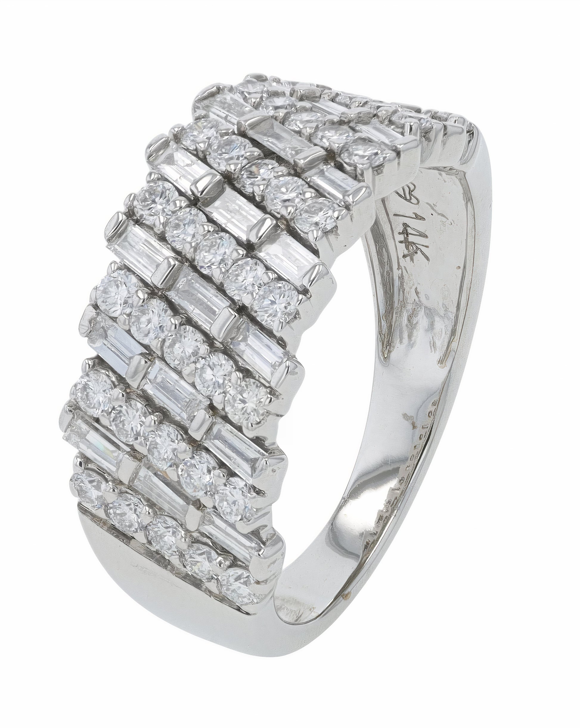 14K WG 1 CTW Diamond Cluster Fashion Ring