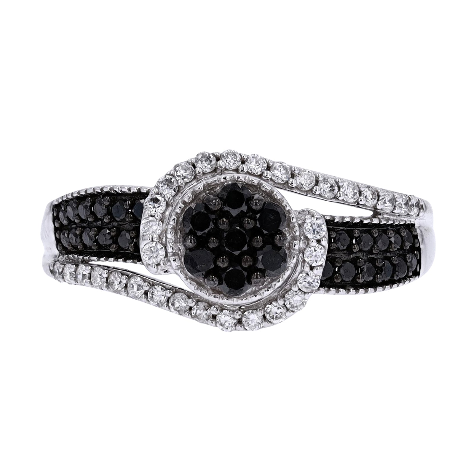 10K WG Black Diamond Bypass Ring