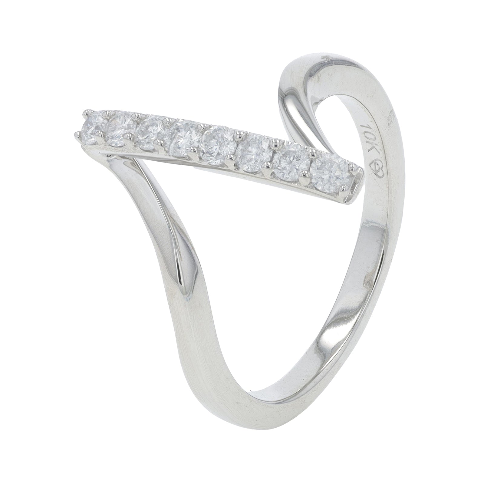 10K WG 0.30 CT Diamond Bar Ring