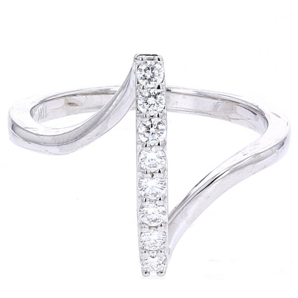 10K WG 0.30 CT Diamond Bar Ring