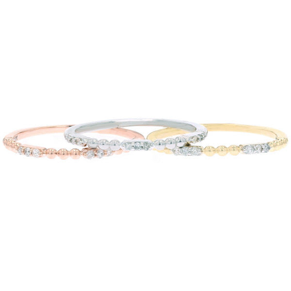 10K Diamond Stackable Bands Set