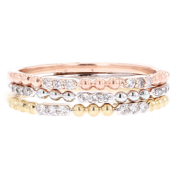 10K Diamond Stackable Bands Set