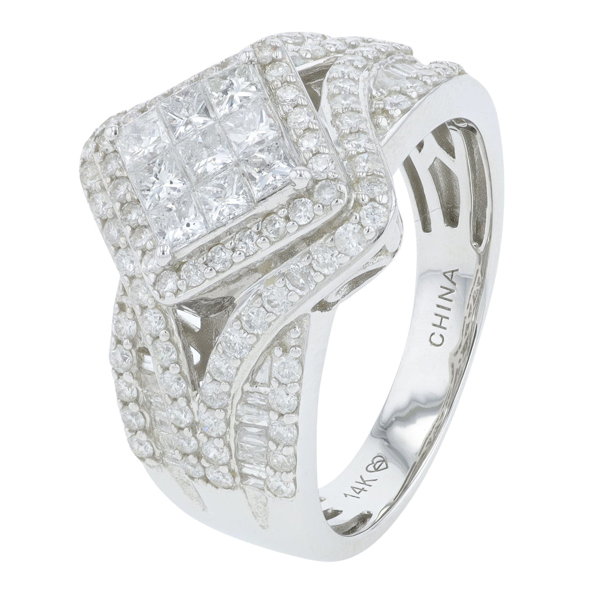 14K WG 1.50 CT Diamond Cluster Ring