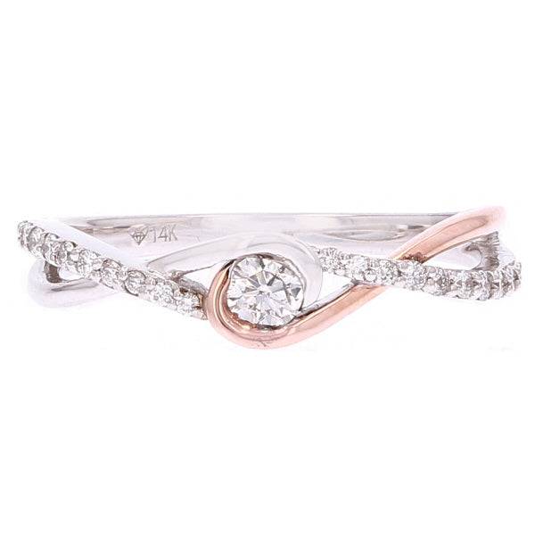14K TT Stackable Solitaire Ring