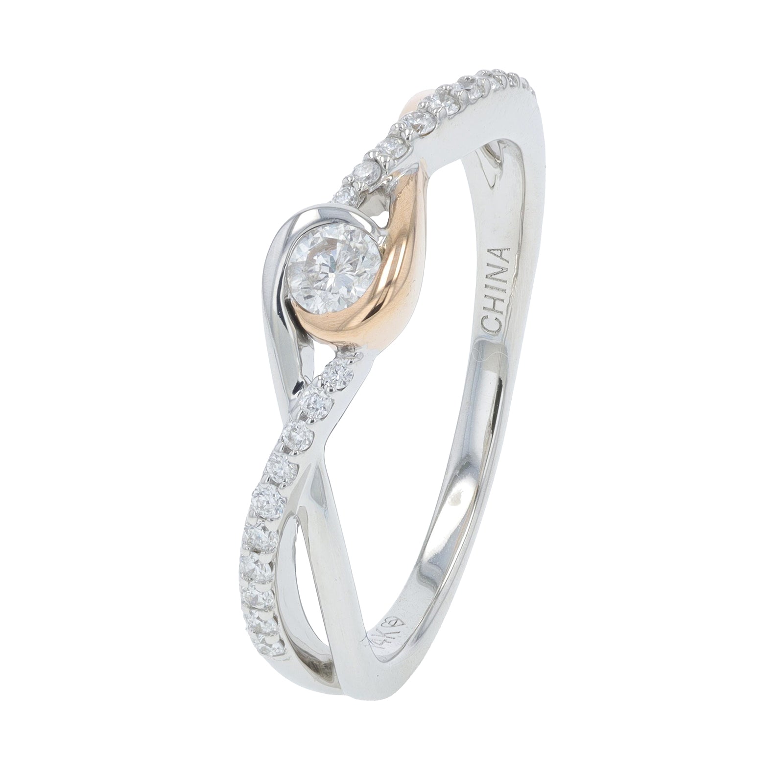 14K TT Stackable Solitaire Ring