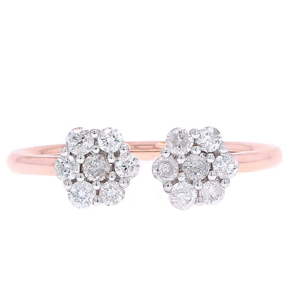 10K RG Diamond Flower Cuff Ring