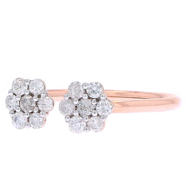 10K RG Diamond Flower Cuff Ring
