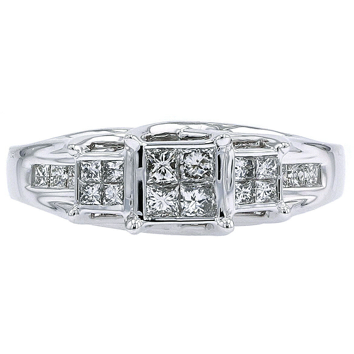 14K WG Invisible Set Center Ring