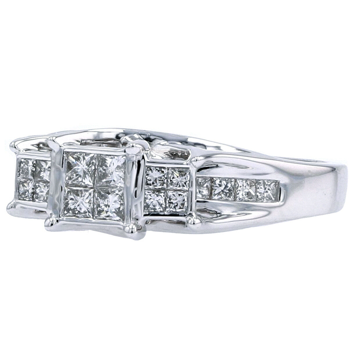 14K WG Invisible Set Center Ring