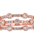10K RG Three Row Diamond Ring