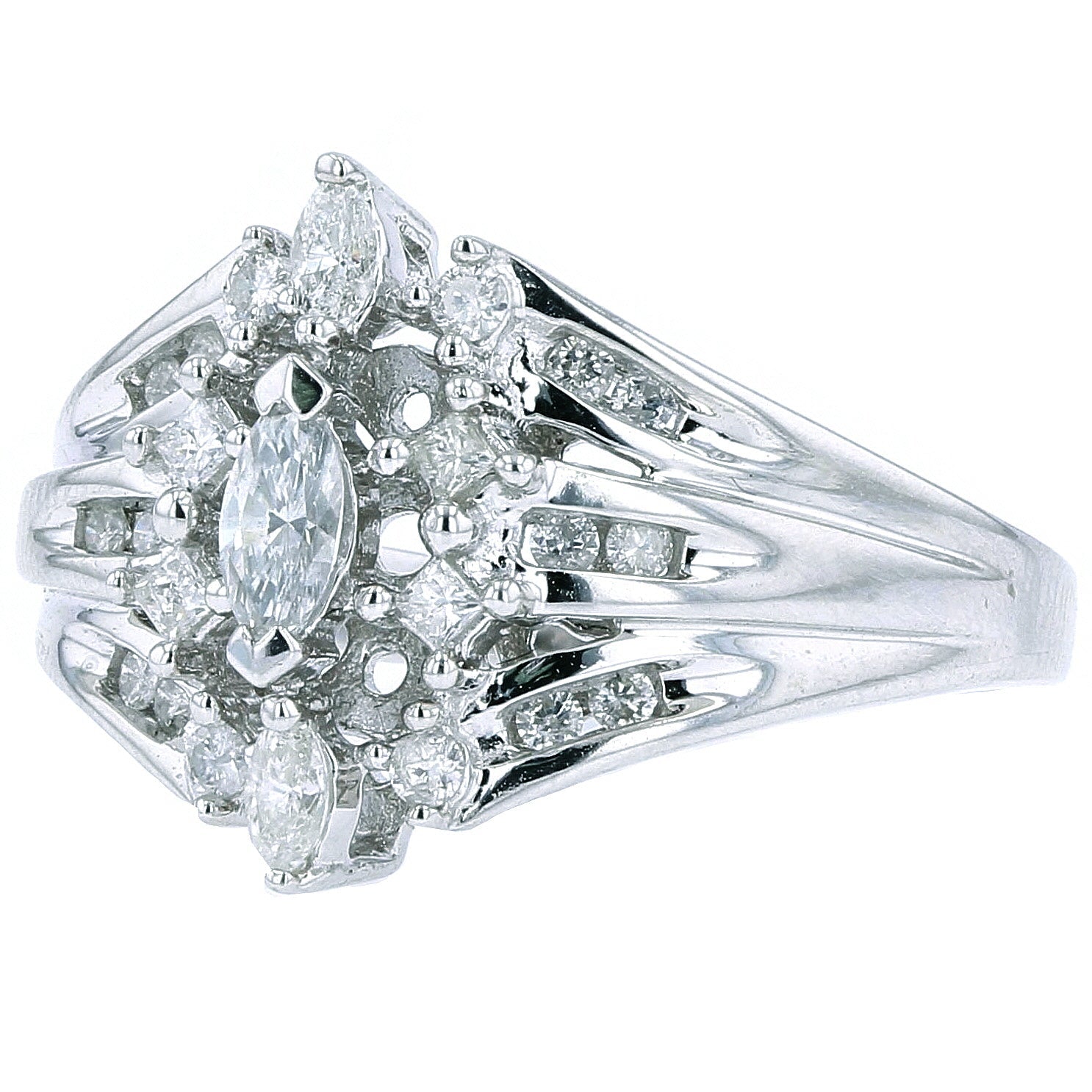 14K WG Marquise Center Engagement Ring