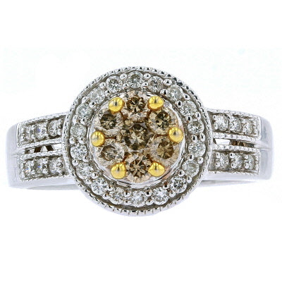 14K TT Diamond Cluster Ring