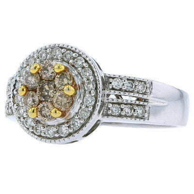 14K TT Diamond Cluster Ring