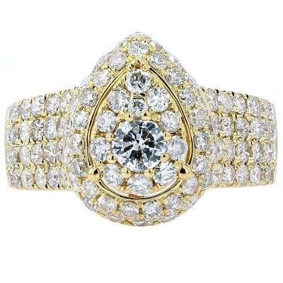 14K YG 2.00 CTW with 1/4 CTR Diamond Engagement Ring