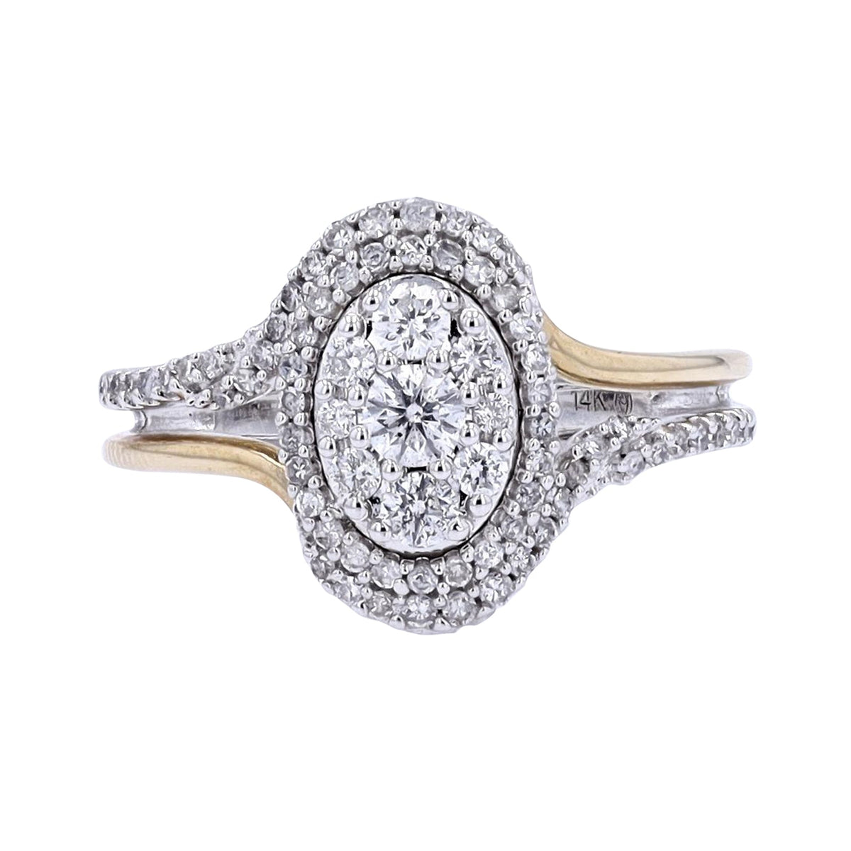 14K TT Diamond Oval Cluster Ring