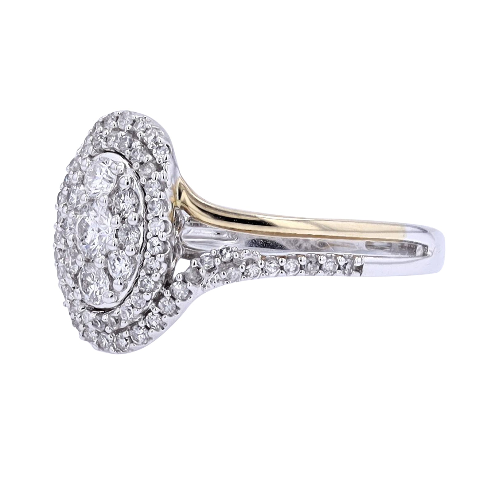 14K TT Diamond Oval Cluster Ring
