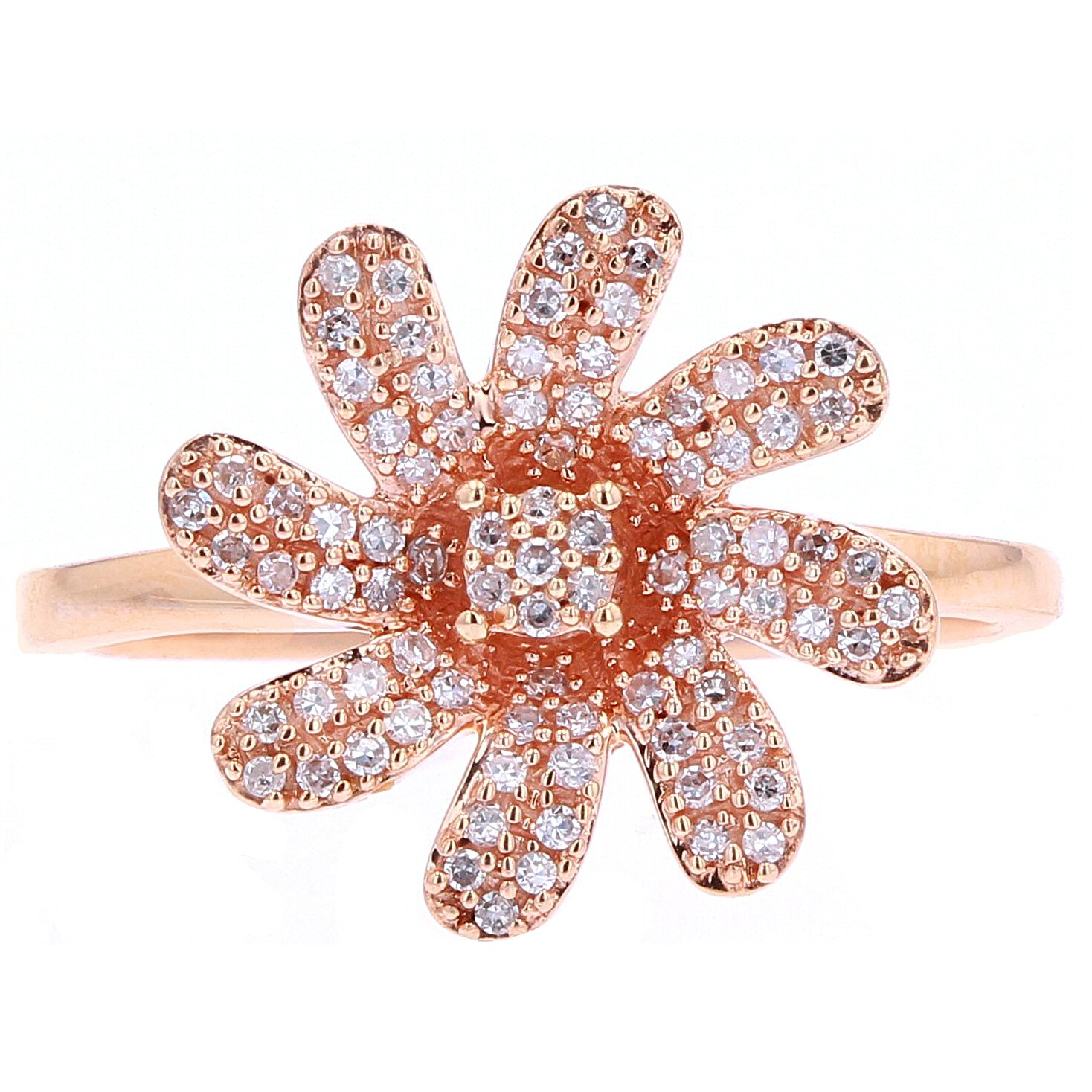 10K RG Diamond Flower Ring