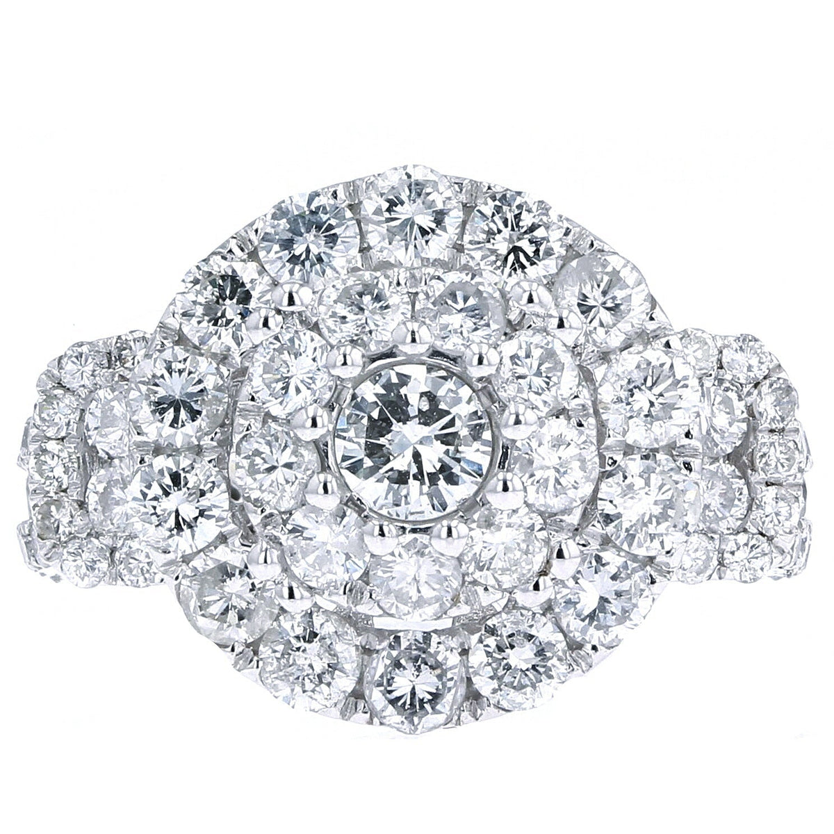 14K 3 CTW Diamond Cluster Ring with 0.50 CTR