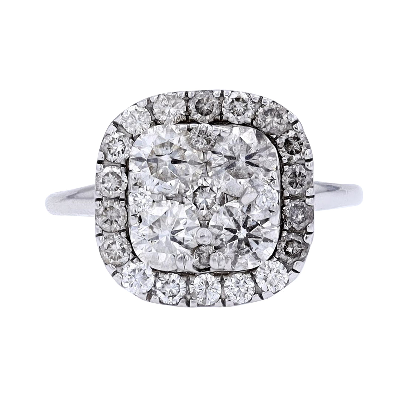 14K WG 2 CTW Diamond Cluster Ring