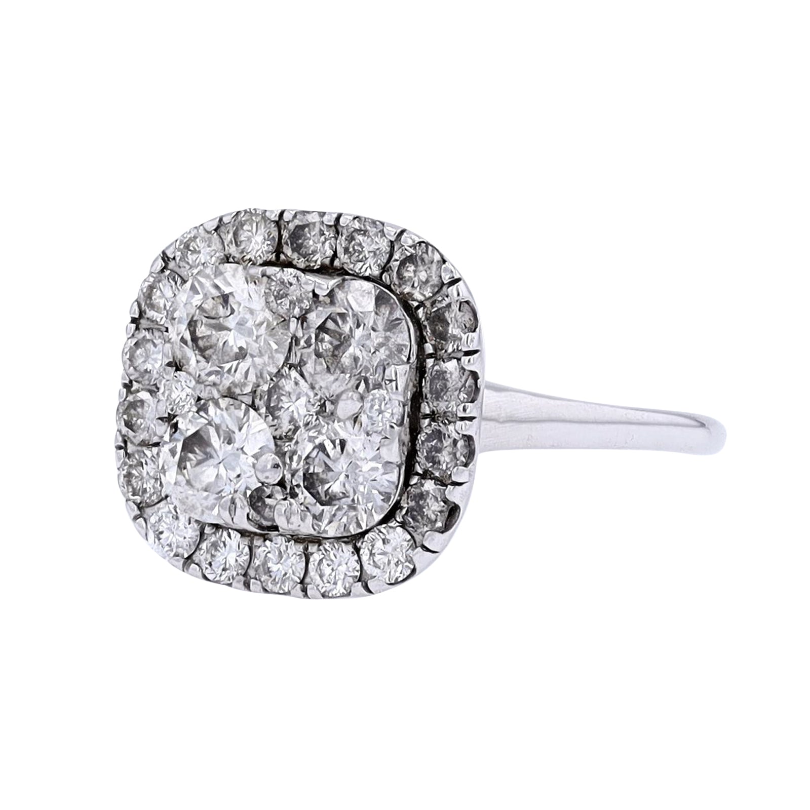 14K WG 2 CTW Diamond Cluster Ring