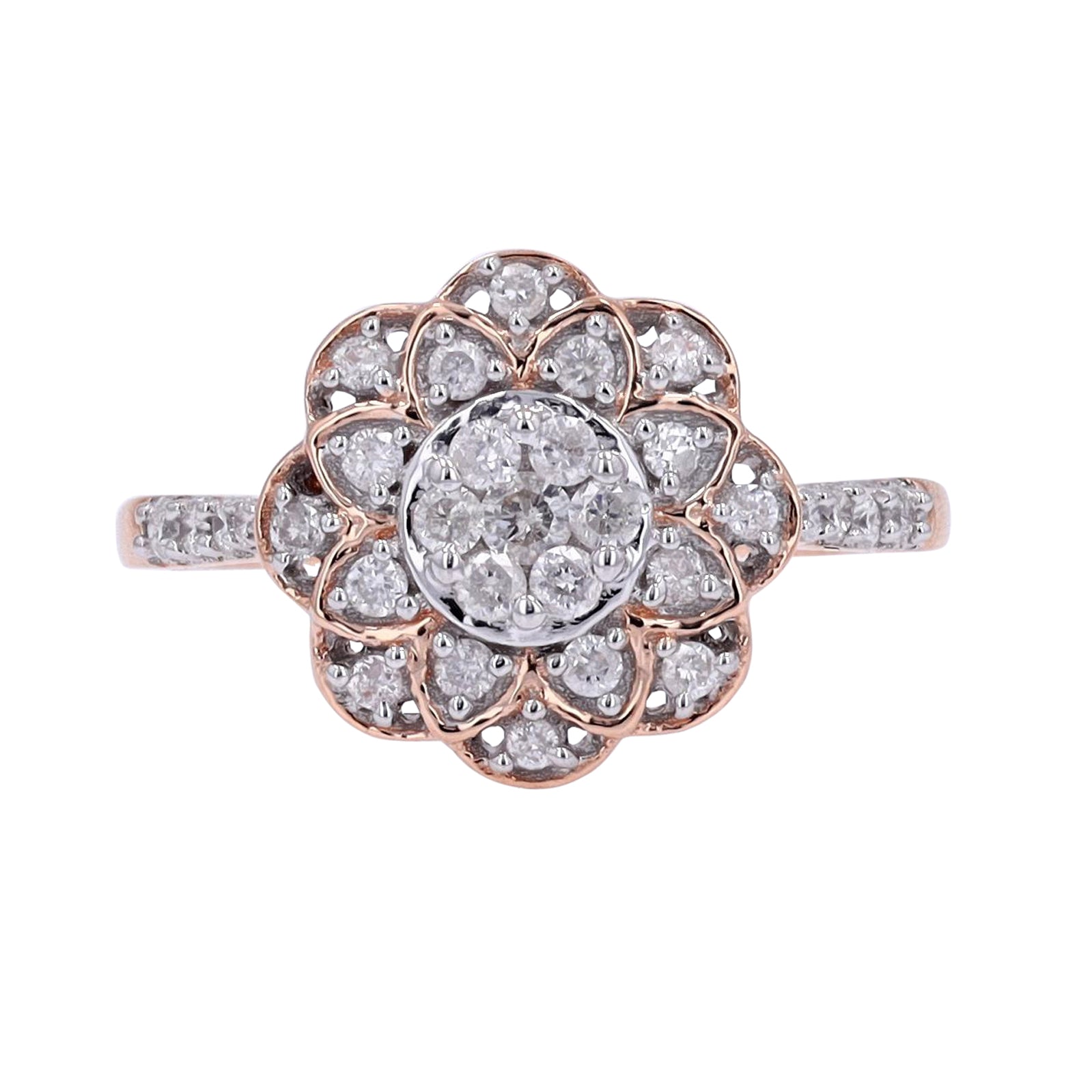 10K RG Cluster Flower Ring