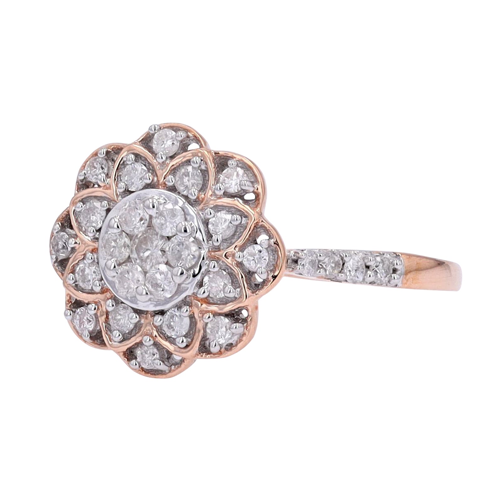10K RG Cluster Flower Ring