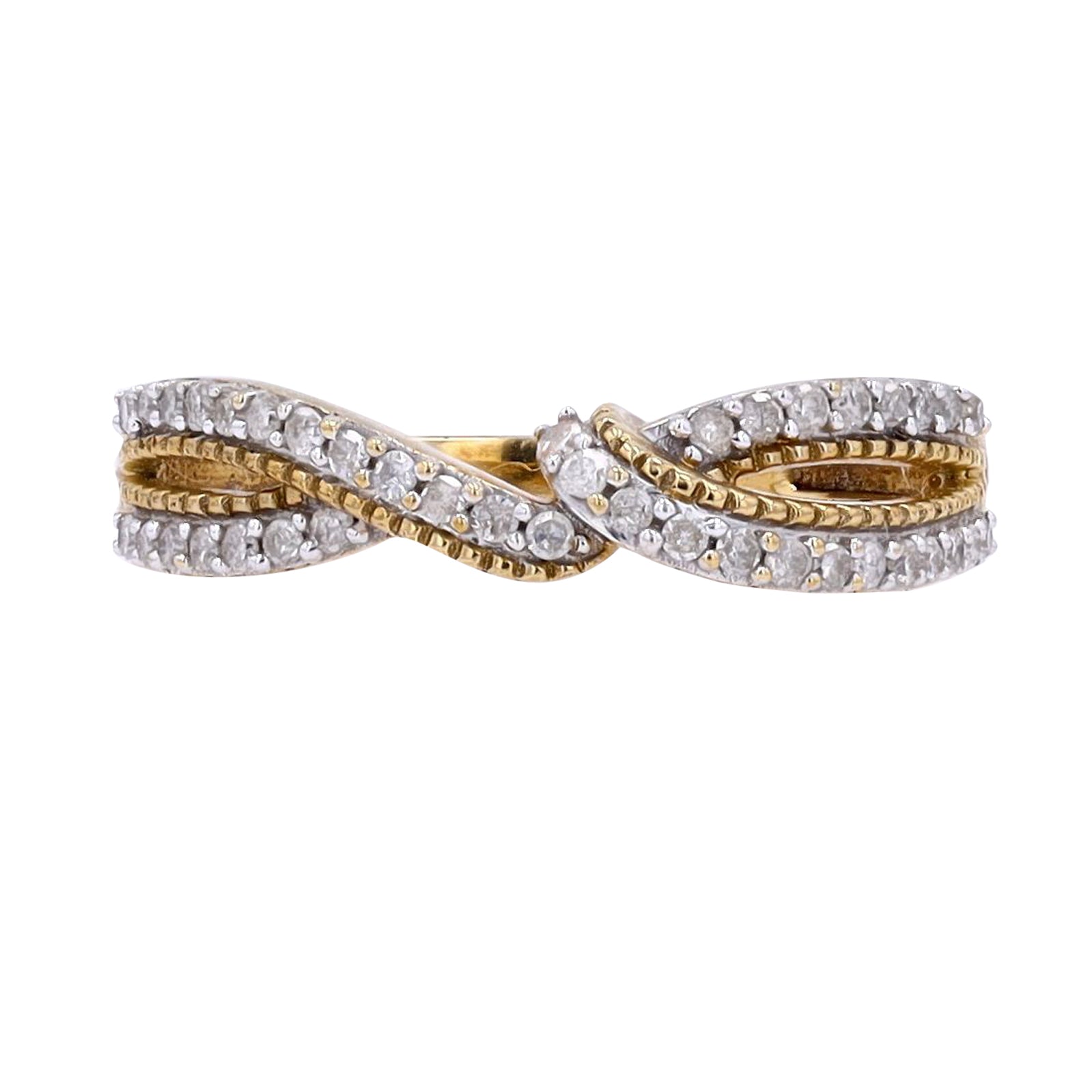 10K YG 1/4 CT Diamond Crossover Band