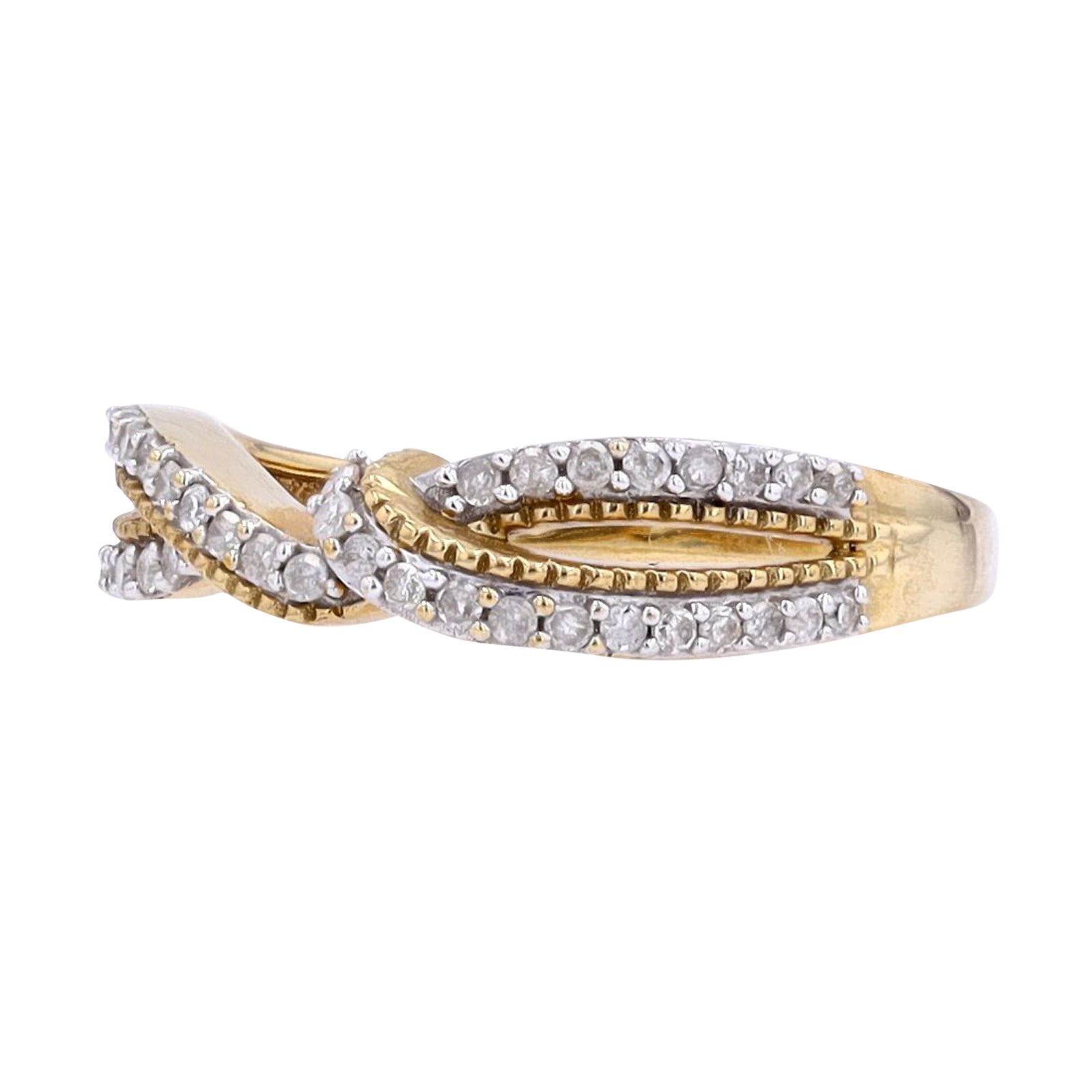 10K YG 1/4 CT Diamond Crossover Band