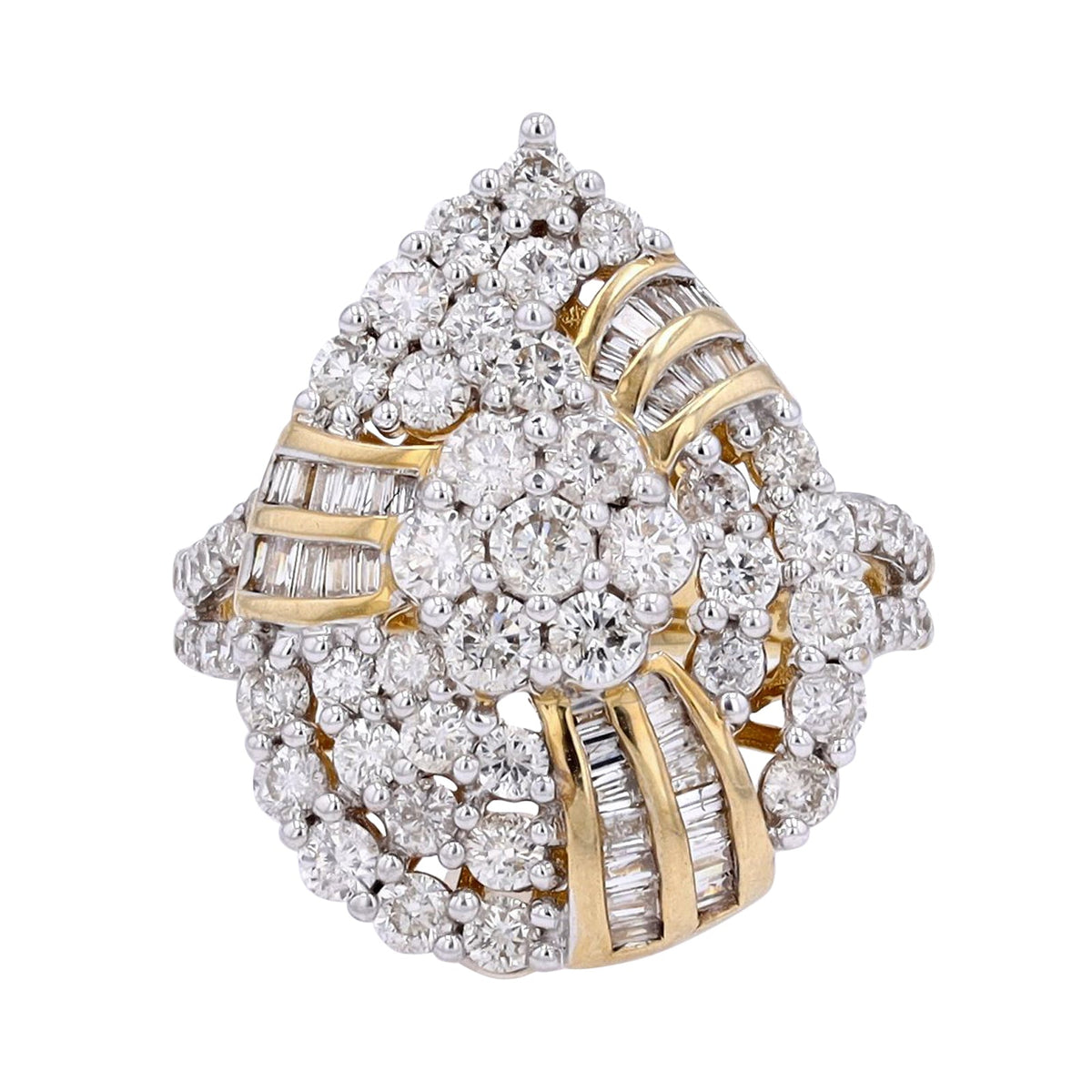 10K YG 2 CTW Diamond Drop Style Ring
