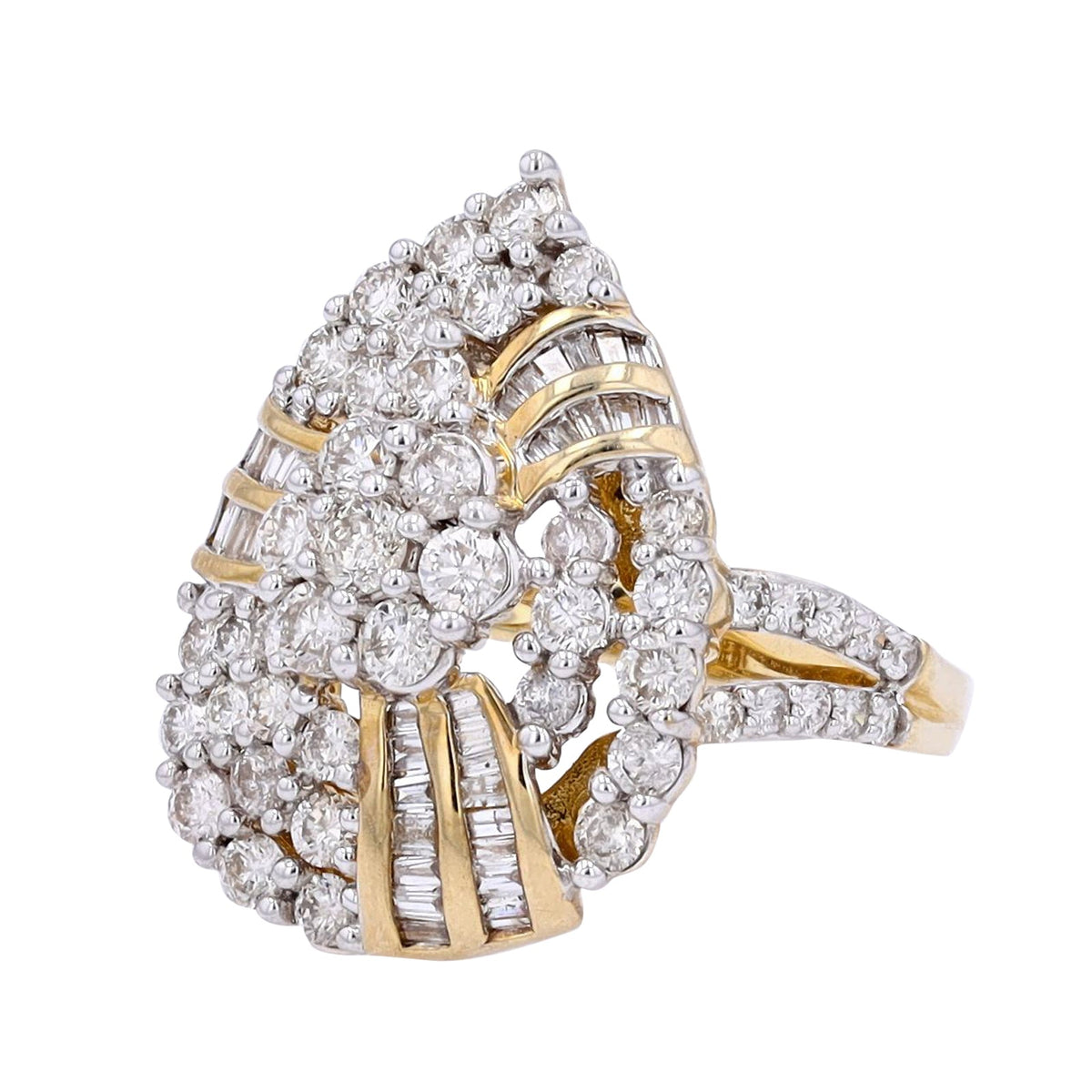 10K YG 2 CTW Diamond Drop Style Ring