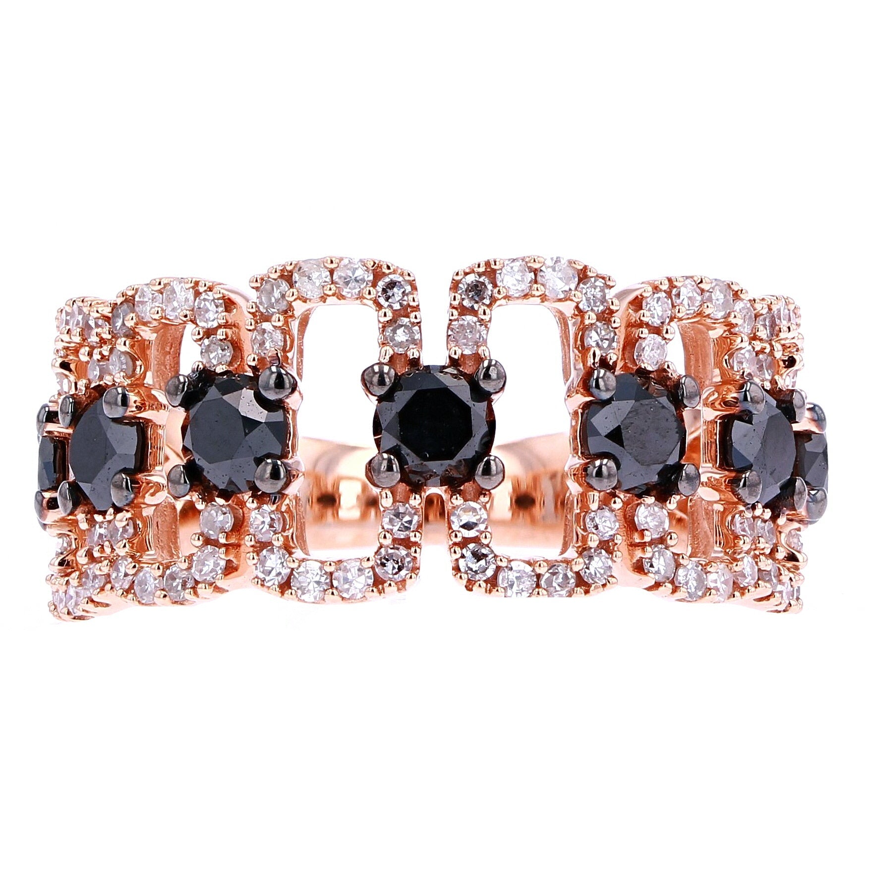 10K RG Black Diamond Ring