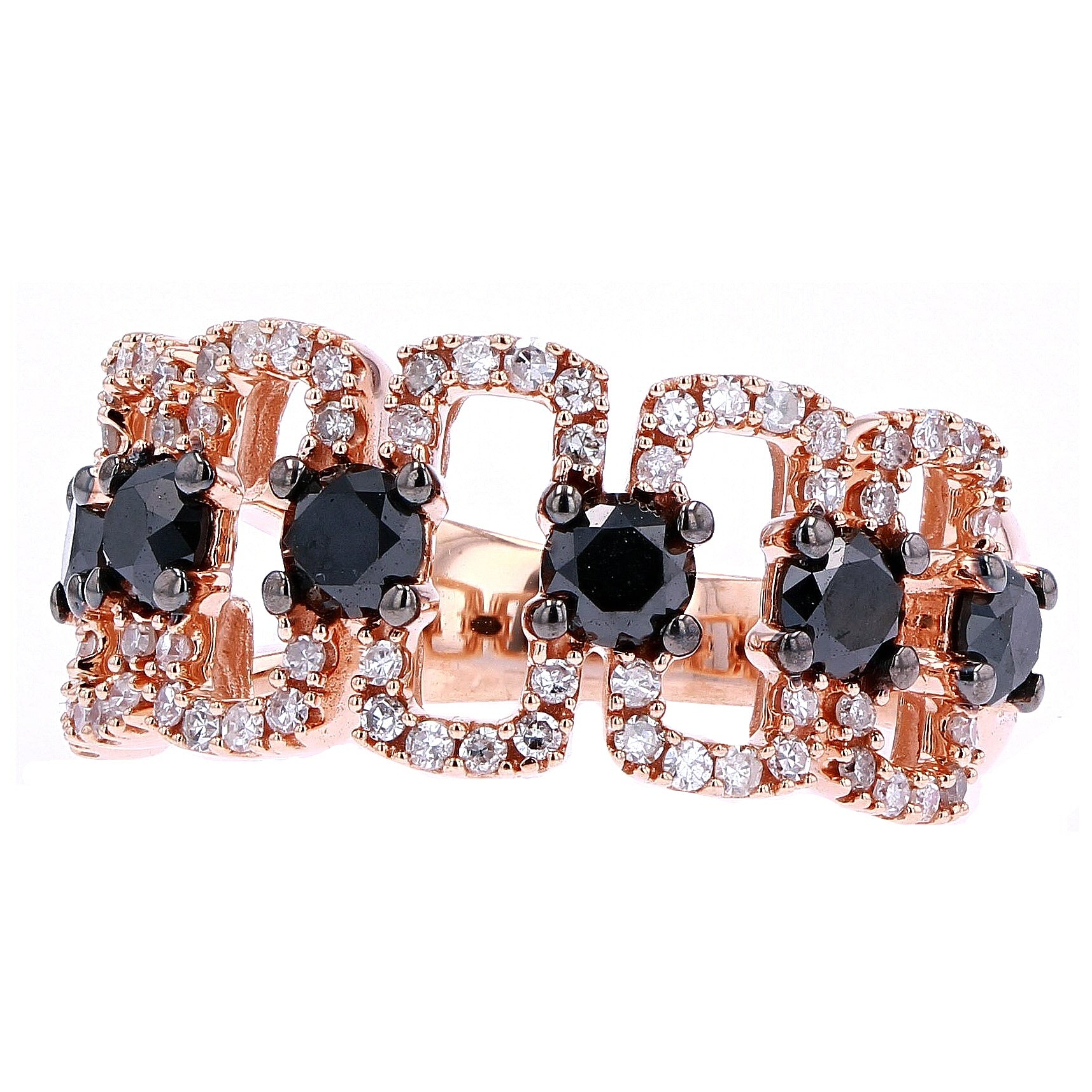 10K RG Black Diamond Ring