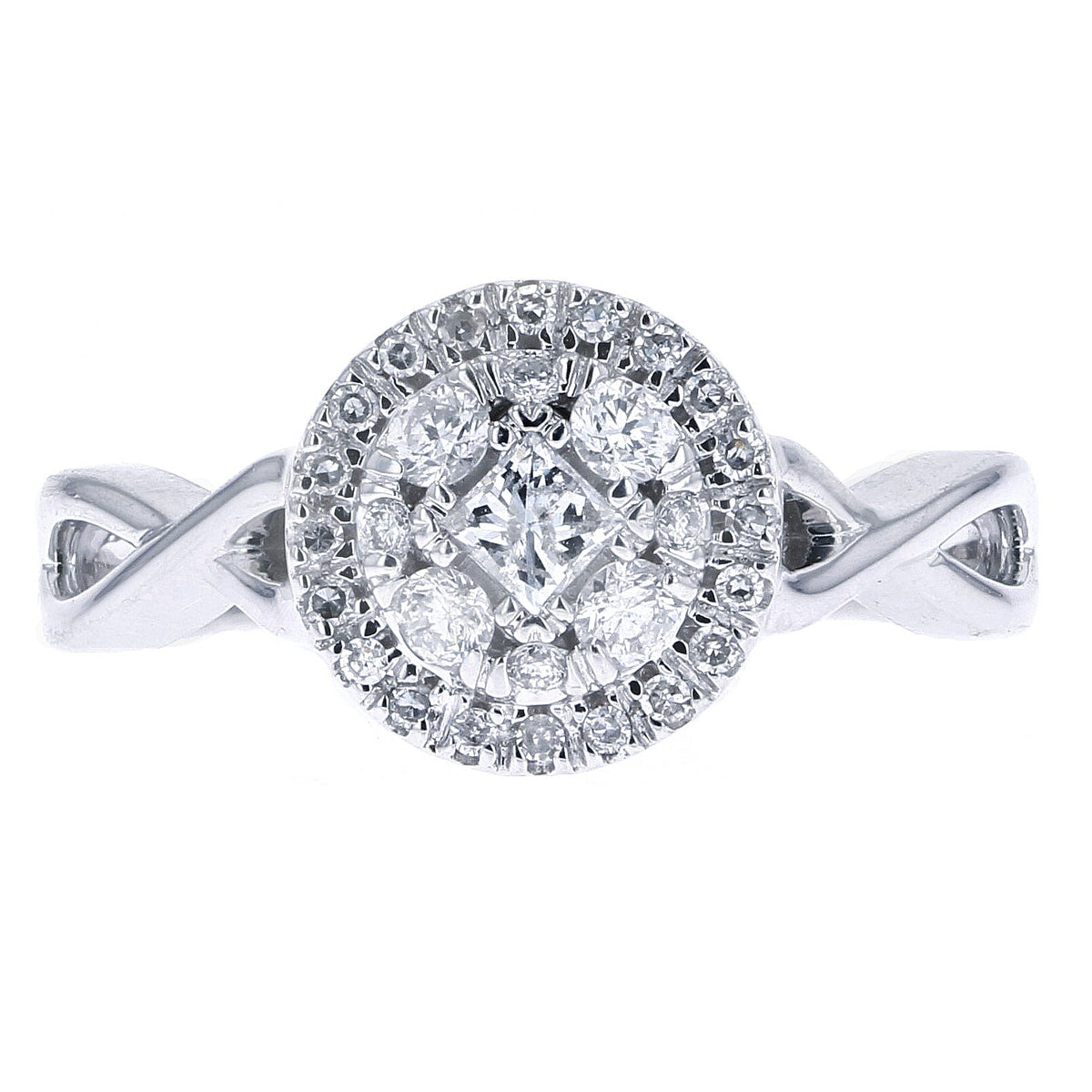 14K WG 1/2 CT Diamond Cluster Ring