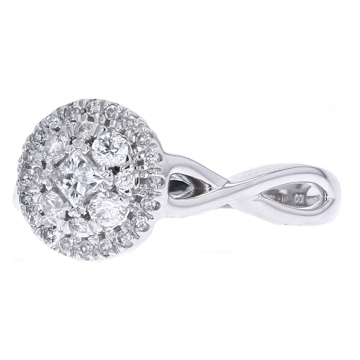 14K WG 1/2 CT Diamond Cluster Ring