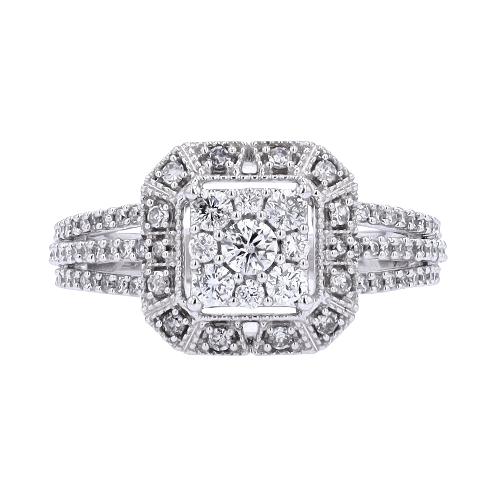 14K WG 0.70 CT Diamond Halo Ring