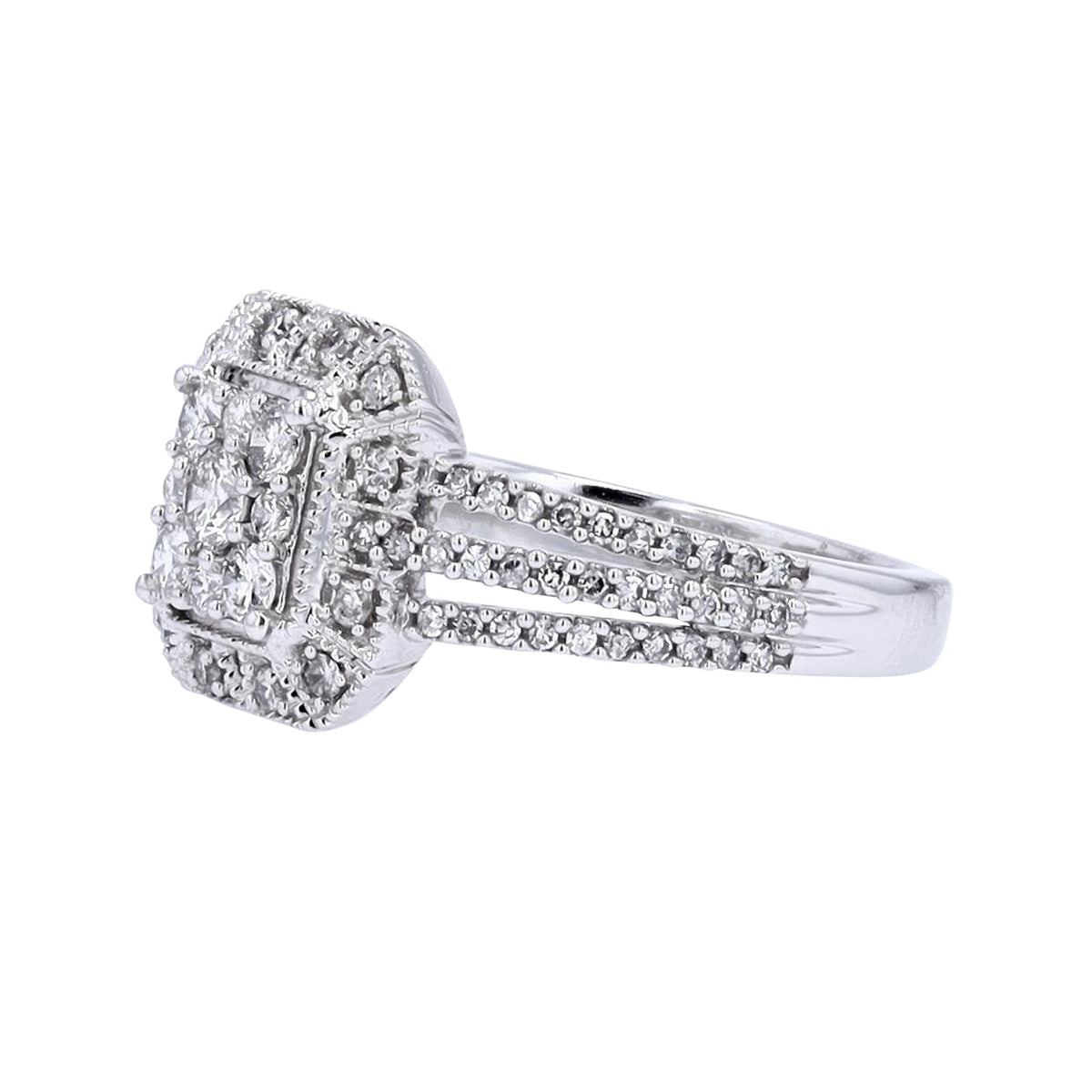 14K WG 0.70 CT Diamond Halo Ring