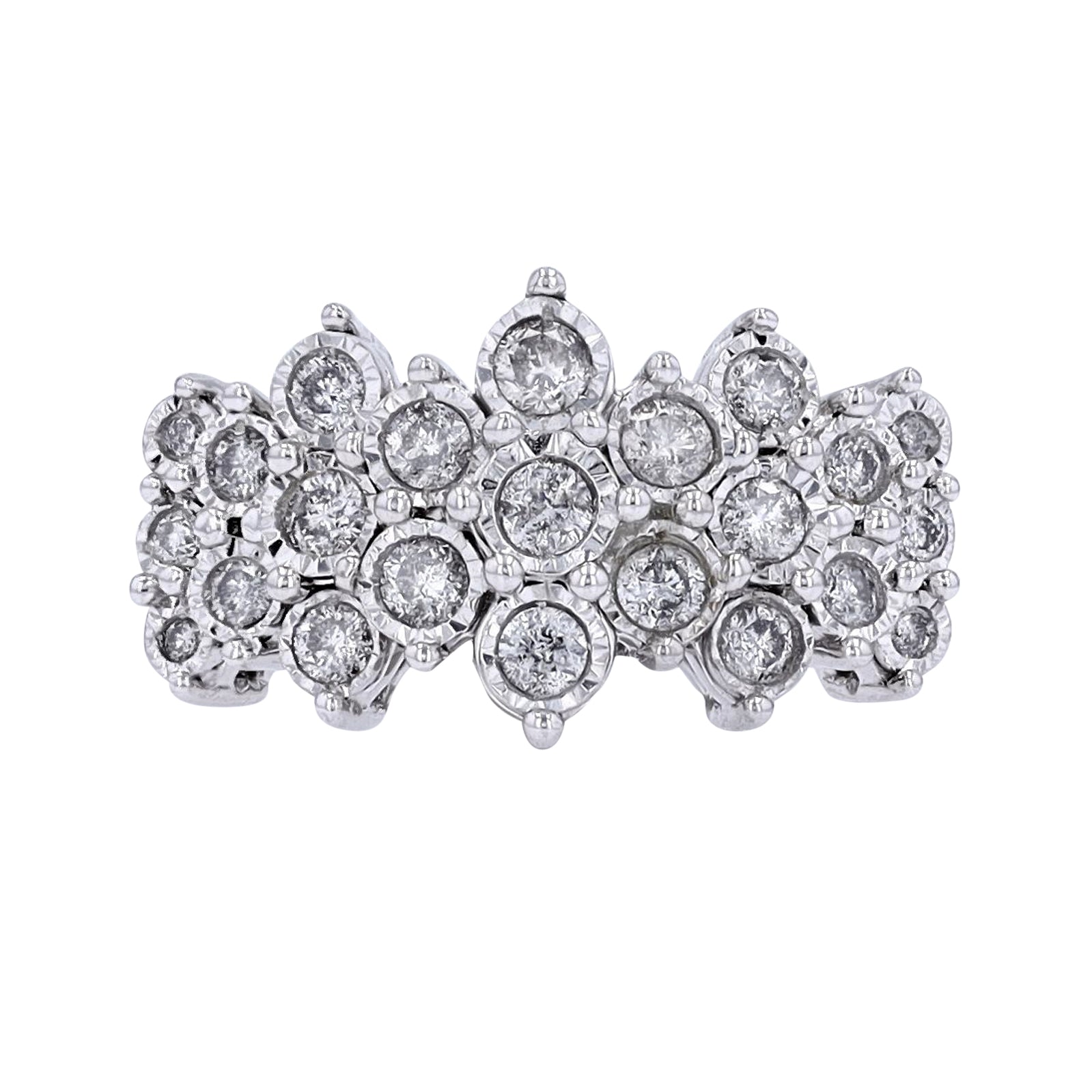 10K WG 1 CTW Diamond Miracle Set Cluster Ring