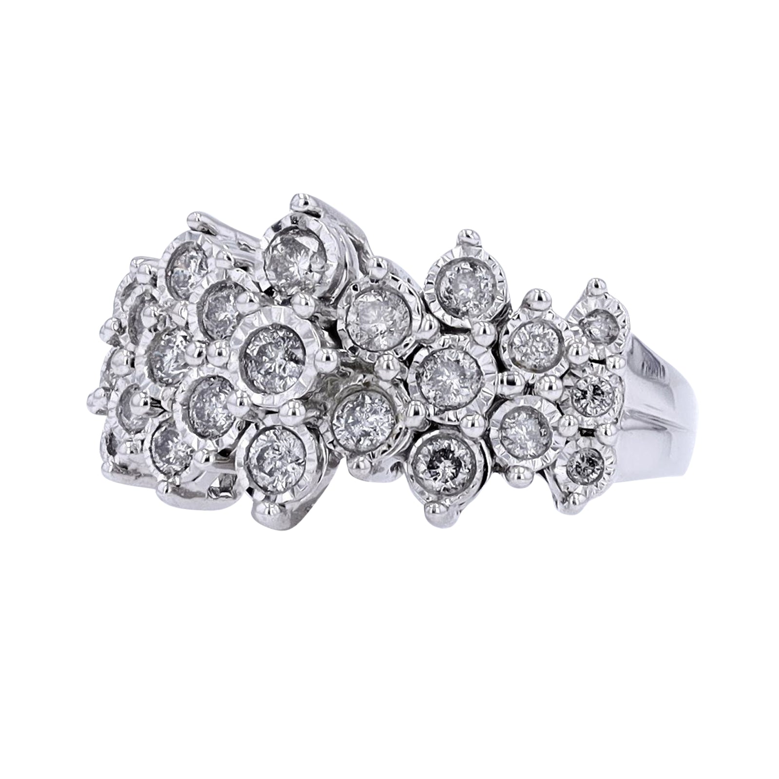 10K WG 1 CTW Diamond Miracle Set Cluster Ring